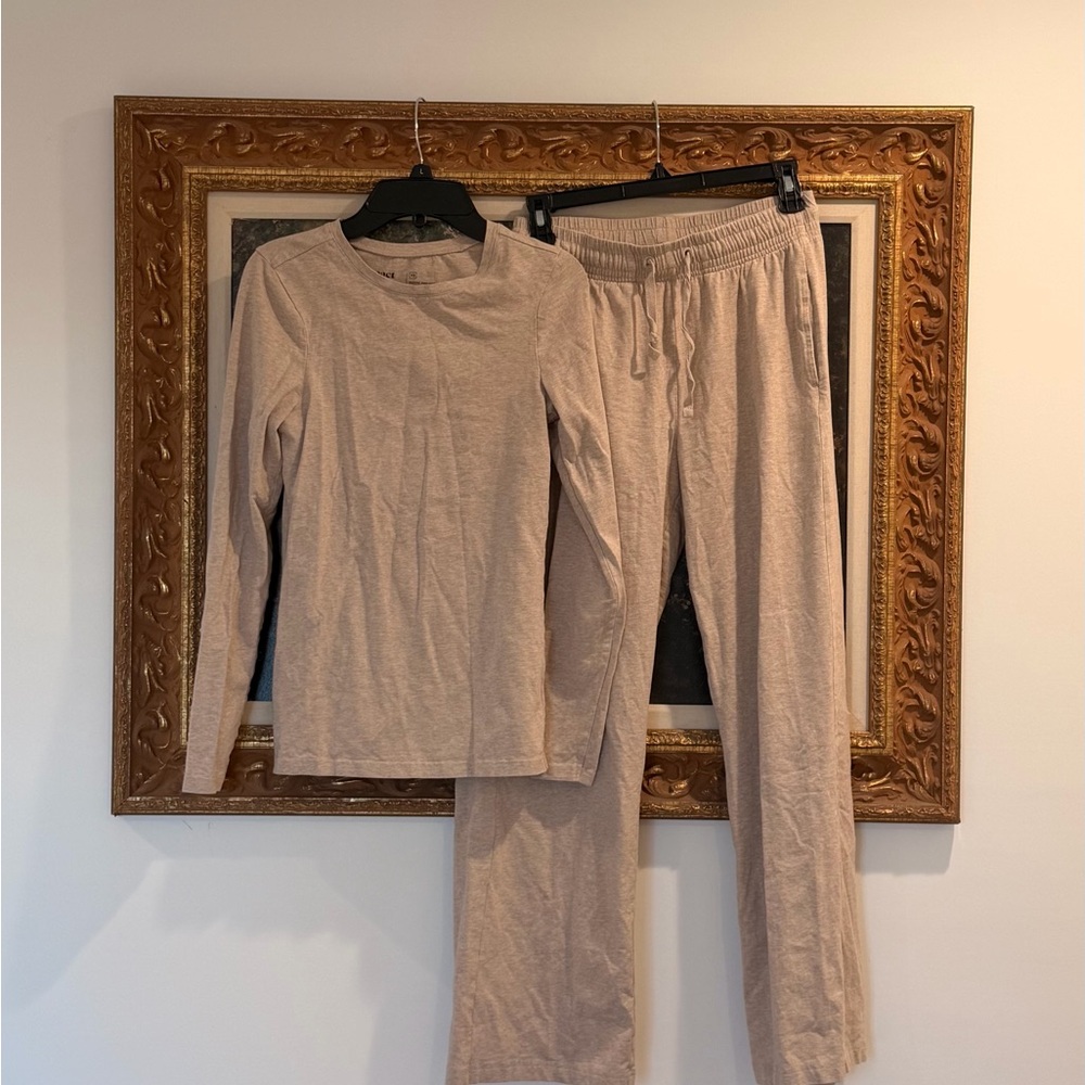 Pact Organic Cotton Beige Long Sleeve/Bottoms Set